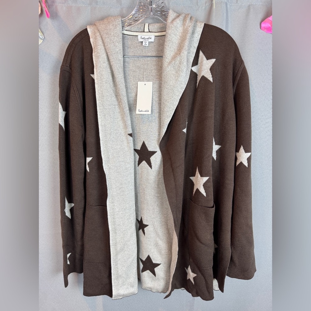 Splendid Sydney Hooded Reversible Cardigan- Sz Medium - Picture 3 of 12